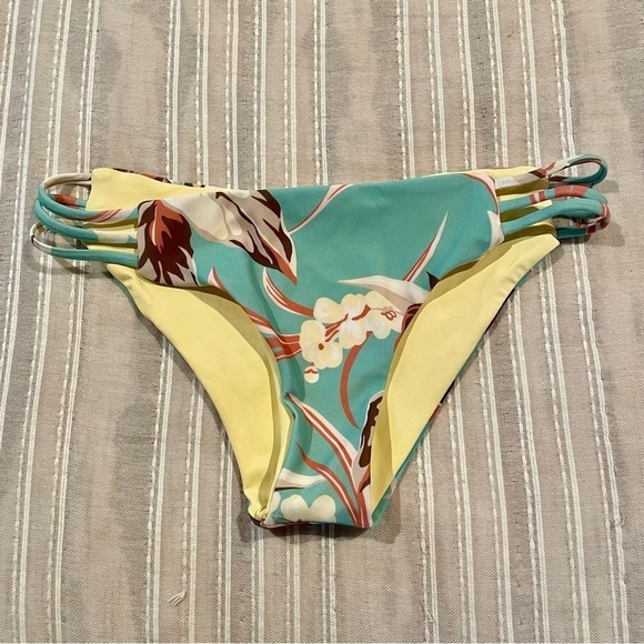 L*SPACE Kennedy Bikini Bottom in Green Yellow Tropical Floral Small NWOT - Picture 3 of 7